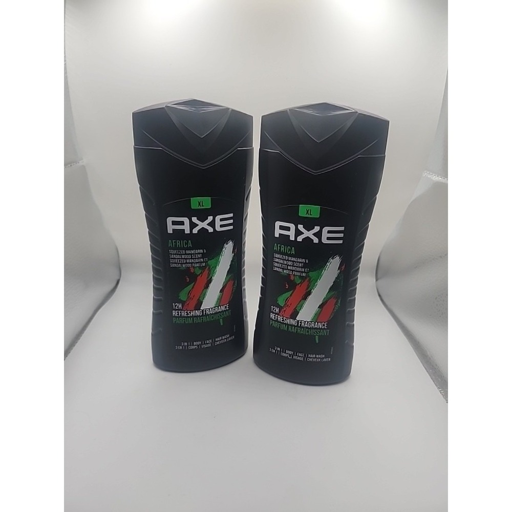 2 Axe Body Wash Africa Sandalwood Scent 3 In 1 Body Face  400 ml 13.5oz